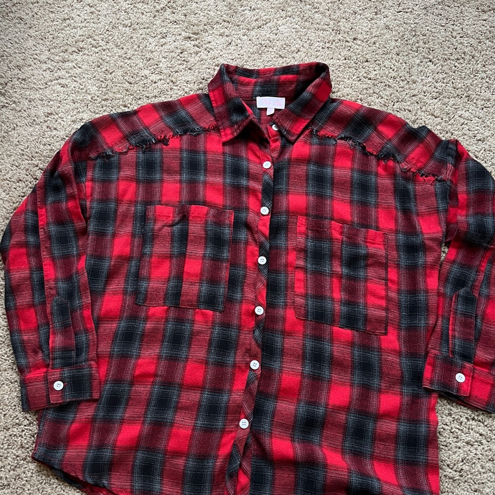 Pink Lily Flannel Shirt